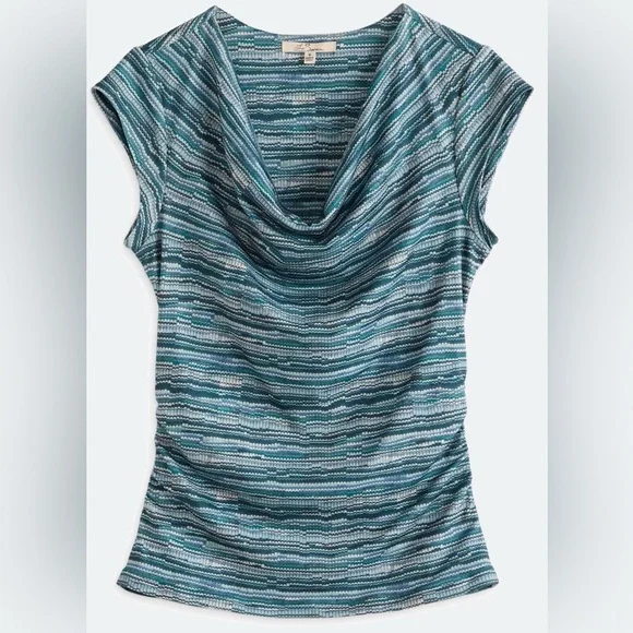 Les Serein Cowl Drape Neck Flutter Sleeve Side-ruched Top - Picture 1 of 8